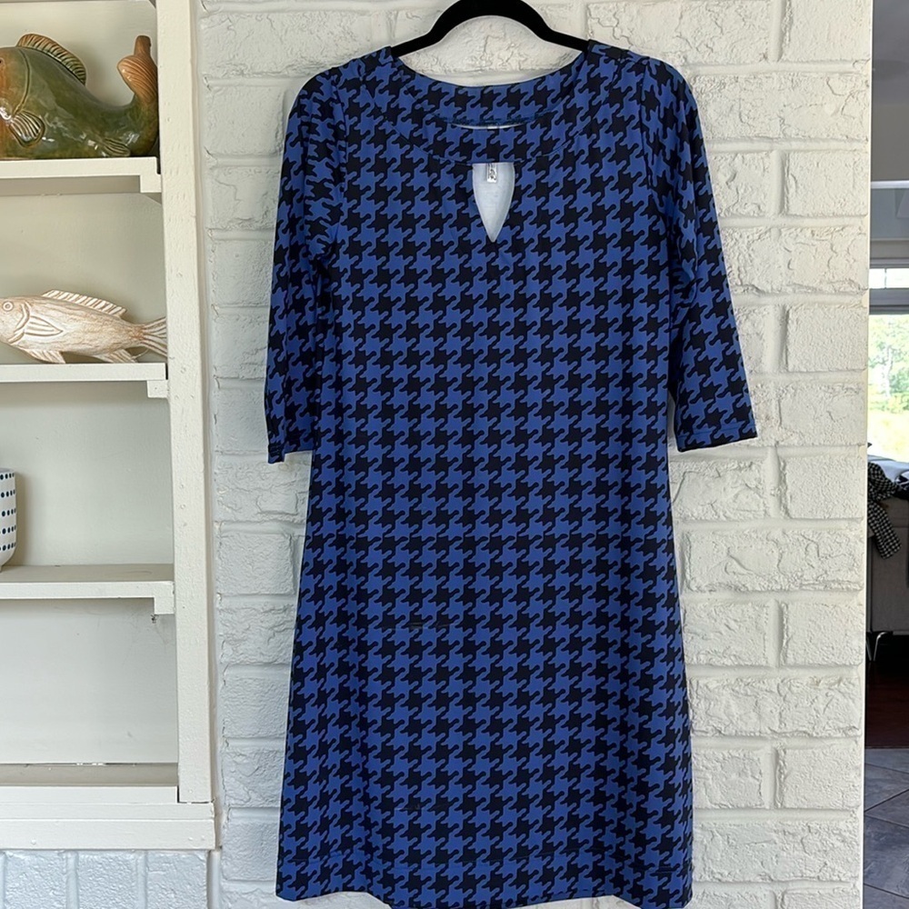 Lulu B 3/4 sleeve Purple and Black Geometric Print XS Dress